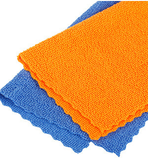 Салфетки для уборки OfficeClean "Универсальные", набор 2шт. (синяя+оранжевая)., микрофибра, 25*25см, европодвес