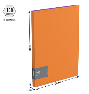 Папка c пружинным скоросшивателем Berlingo "Fuze", 17мм, 600мкм, оранжевая