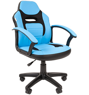 Кресло детское Chairman Kids 110, PL черный, экокожа голубая/ткань TW черная, регулир. по высоте