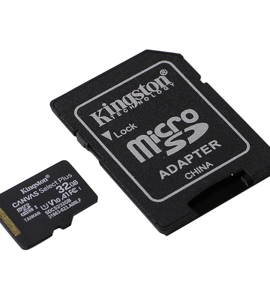 Карта памяти Kingston MicroSDHC 32GB UHS-I U1 Canvas Select Plus, Class 10 скорость чтения 100Мб/сек