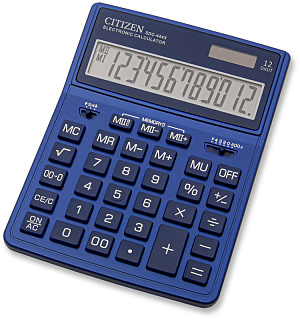Калькулятор настольный Citizen SDC444XRNVE, 12 разрядов, двойное питание, 155*204*33мм, темно-синий