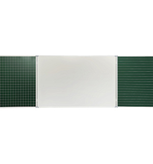 Доска магнитно-меловая OfficeSpace, трехсекционная, линия/клетка, 300*100/100*75*2, алюминиевая рамка