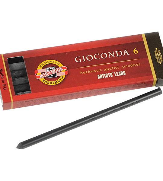 Грифели для цанговых карандашей Koh-I-Noor "Gioconda", 4B, 5,6мм, 6шт., круглый, пластиковый короб