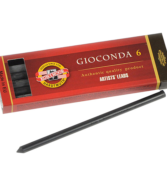 Грифели для цанговых карандашей Koh-I-Noor "Gioconda", 6B, 5,6мм, 6шт., круглый, пластиковый короб