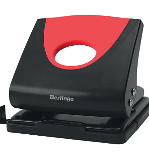 Дырокол Berlingo "Office Soft" 20л., пластиковый, красный, с линейкой