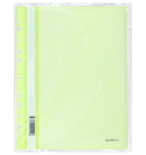 Папка-скоросшиватель пластик. перф. Berlingo "Neon", А4, 180мкм, неоновая зеленая
