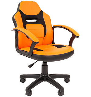 Кресло детское Chairman Kids 110, PL черный, экокожа оранжевая/ткань TW черная, регулир. по высоте