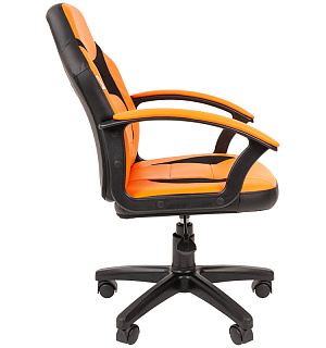 Кресло детское Chairman Kids 110, PL черный, экокожа оранжевая/ткань TW черная, регулир. по высоте
