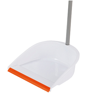 Совок для мусора OfficeClean Professional со щеткой-сметкой, метал. ручка 71,5см, пластик, рез. кромка, бело-оранжевый