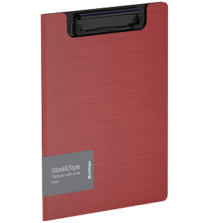 Папка-планшет с зажимом Berlingo "Steel&Style" A5+, 1800мкм, пластик (полифом), красная