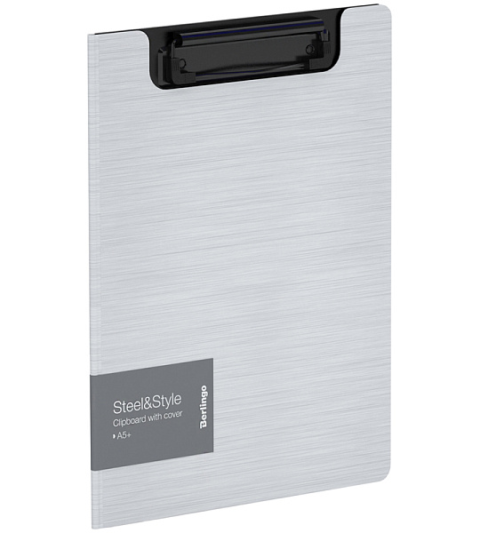 Папка-планшет с зажимом Berlingo "Steel&Style" A5+, 1800мкм, пластик (полифом), белая