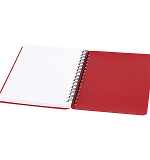 Записная книжка А6 60л. на гребне OfficeSpace "Base", красная пластиковая обложка