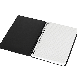 Записная книжка А6 60л. на гребне OfficeSpace "Base", черная пластиковая обложка