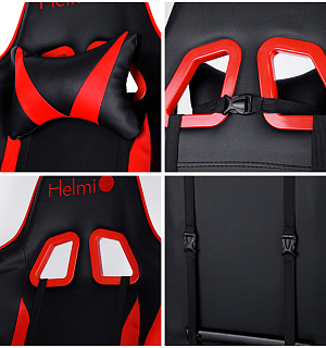 Кресло игровое Helmi HL-G05 "Effect", экокожа черная/красная, 2 подушки