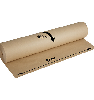 Крафт-бумага в рулоне для упаковки 840мм*150м OfficeSpace, 78 г/м2