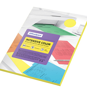 Бумага цветная OfficeSpace "Intensive Color", A4, 80г/м², 100л., (желтый)