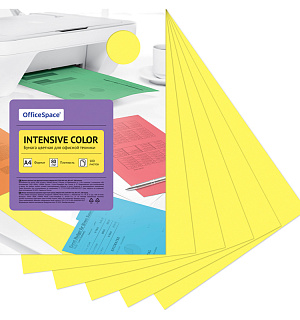 Бумага цветная OfficeSpace "Intensive Color", A4, 80г/м², 100л., (желтый)