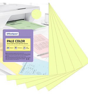 Бумага цветная OfficeSpace "Pale Color", A4, 80г/м², 100л., (желтый)