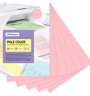 Бумага цветная OfficeSpace "Pale Color", A4, 80г/м², 100л., (розовый)