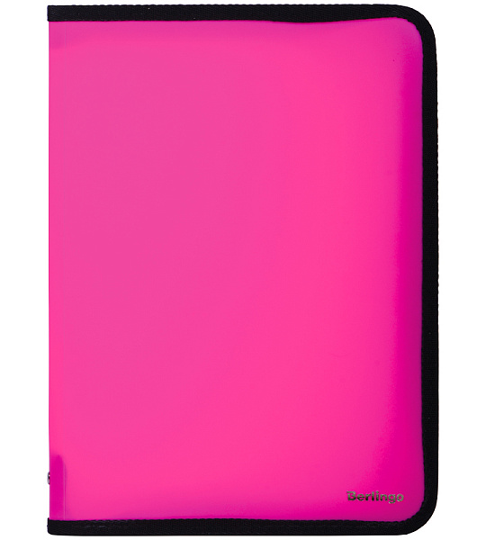 Папка на молнии Berlingo, А4, 500мкм, розовый неон