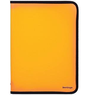 Папка на молнии Berlingo, А4, 500мкм, оранжевый неон