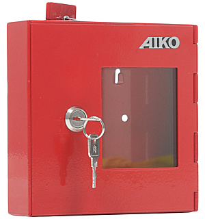 Ключница пожарная Aiko Key-1 Fire на 1 ключ, 175*162*40мм, ключевой замок, металл, красный, со стеклом и молоточком