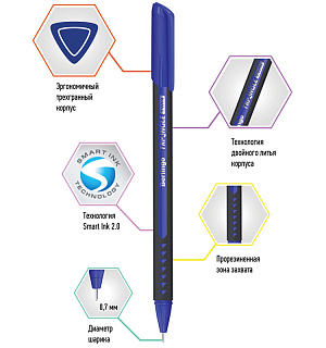Ручка шариковая Berlingo "Triangle Twin" синяя, 0,7мм, игольчатый стержень