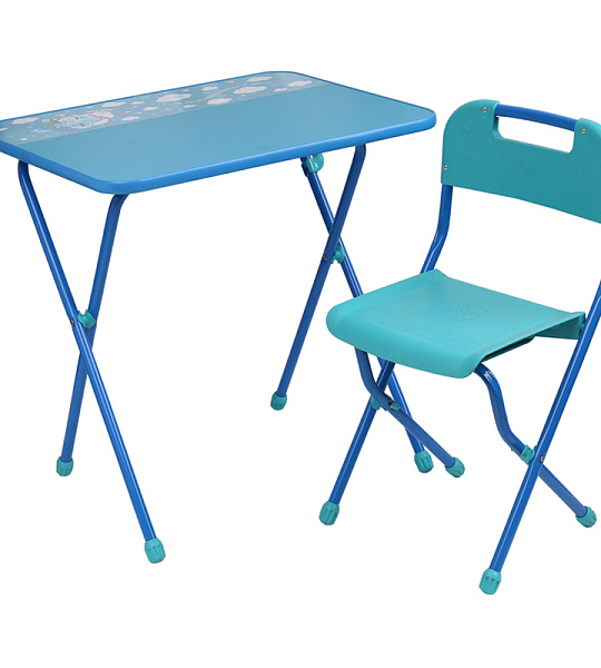 Набор складной мебели (стол + стул) Nika kids КА/2Г "Алина 2" голубой, столешница ЛДСП, сиденье пластик, синий/желтый