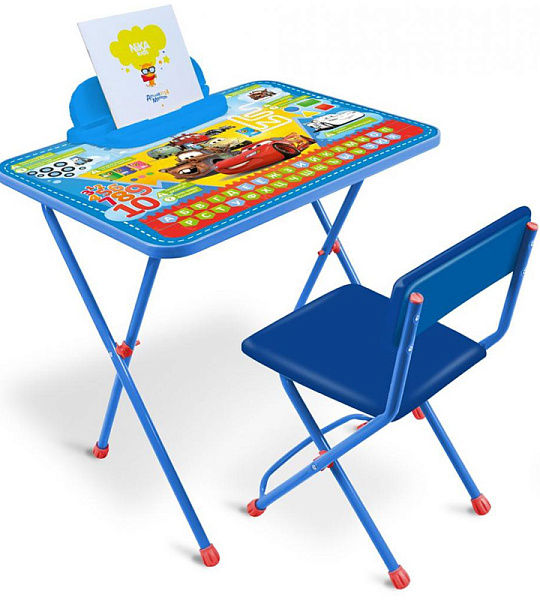 Набор складной мебели (стол + стул) Nika kids Д1П Disney "Тачки", ламинир. столешница, сиденье мягкое/ткань, синий, в коробке