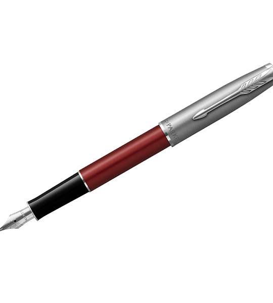 Ручка перьевая Parker "Sonnet Sand Blasted Metal&Red Lacquer" черная, 0,8мм, подарочная упаковка