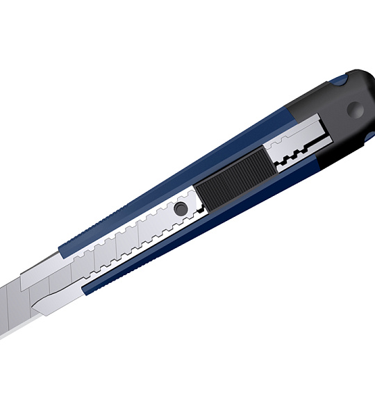 Нож канцелярский 18 мм Berlingo "Hyper" + лезвия сменные 10шт, синий, европодвес