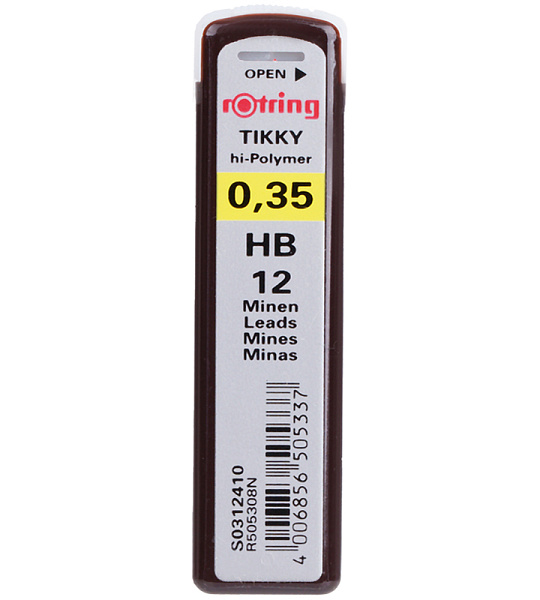 Грифели для механических карандашей Rotring "Tikky", 12шт., 0,35мм, HB