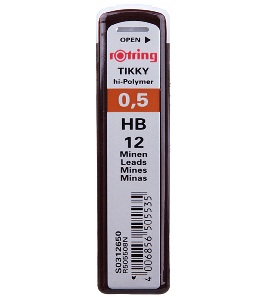 Грифели для механических карандашей Rotring "Tikky", 12шт., 0,5мм, HB