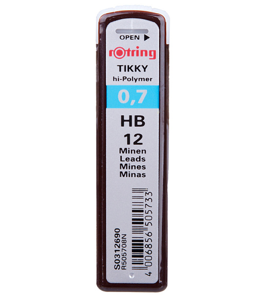 Грифели для механических карандашей Rotring "Tikky", 12шт., 0,7мм, HB