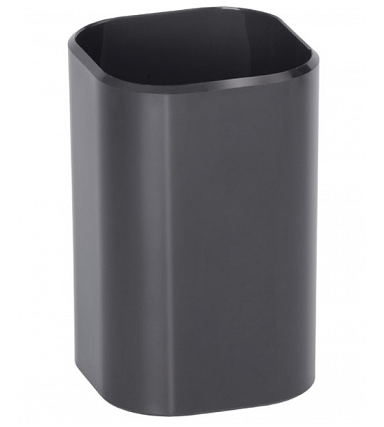 Подставка-стакан СТАММ "Визит", пластик, квадратный, черный