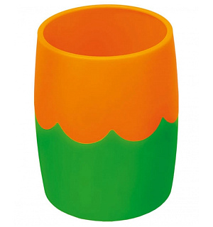 Подставка-стакан СТАММ, пластик, круглый, двухцветный зелено-оранжевый