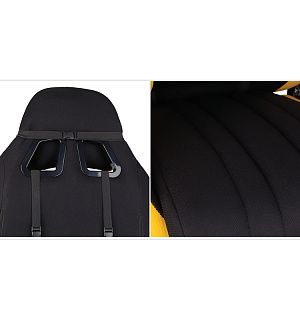 Кресло игровое Helmi HL-G07 "Pointer", ткань черная/желтая, 2 подушки