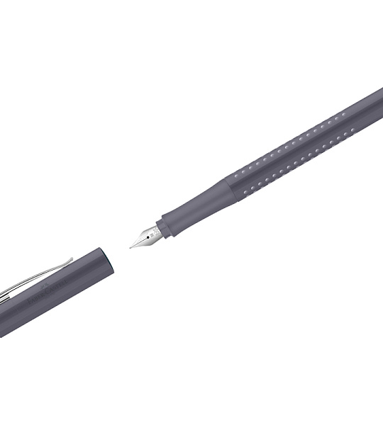 Ручка перьевая Faber-Castell "Grip 2010" синяя, М=0,75мм, трехгран., бархатный серый корпус