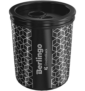 Точилка пластиковая Berlingo "DoubleBlack" 2 отверстия, контейнер, ассорти
