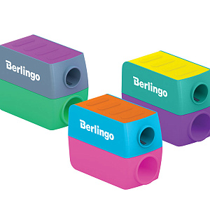Точилка пластиковая Berlingo "ColorShift" 2 отверстия, контейнер, ассорти, туба