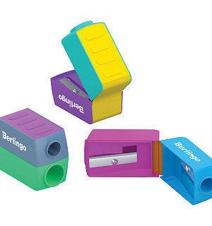 Точилка пластиковая Berlingo "ColorShift" 2 отверстия, контейнер, ассорти, туба