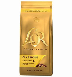 Кофе в зернах L’OR "Crema Absolu Classique", 1000 г, вакуумная упаковка, 8051298