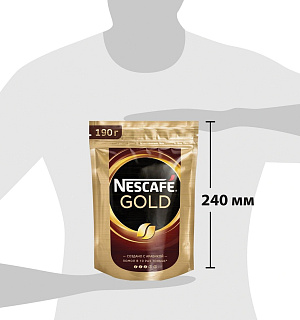 Кофе молотый в растворимом NESCAFE (Нескафе) "Gold", сублимированный, 190 г, мягкая упаковка, 12403031
