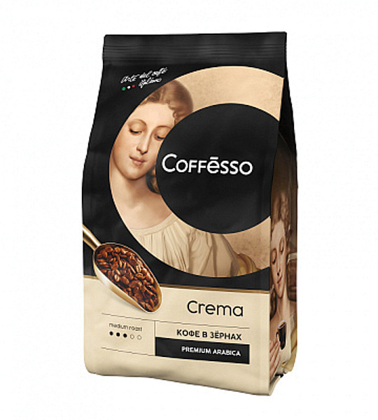 Кофе в зернах COFFESSO "Crema", 1000 г, вакуумная упаковка, 101214