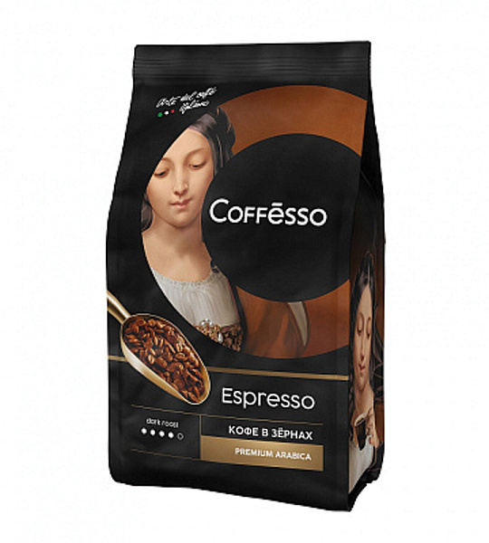Кофе в зернах COFFESSO "Espresso", 1000 г, вакуумная упаковка, 101215