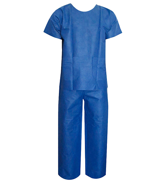 Костюм хирургический нестерильный синий ГЕКСА (рубашка и брюки), размер 56-58, спанбонд 42 г/м2
