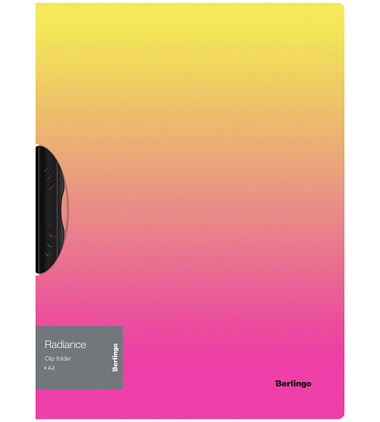 Папка с пластиковым клипом Berlingo "Radiance" А4, 450мкм, желтый/розовый градиент