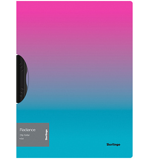 Папка с пластиковым клипом Berlingo "Radiance" А4, 450мкм, розовый/голубой градиент