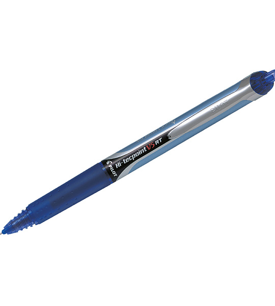 Ручка-роллер автоматическая Pilot "V5-RT" синяя, 0,5мм, игольчатый пишущий узел, грип, многоразовая