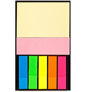 Флажки-закладки и самоклеящиеся блоки в наборе OfficeSpace, 48*12мм* 5цв., 75*51мм*1цв., 75*25мм *1цв., по 20л., неоновые цвета флажков